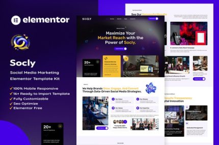 Socly – Social Media Marketing Agency Elementor Template Kit Download