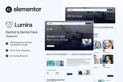 Lumira – Dentist & Dental Care Elementor Template Kit Download