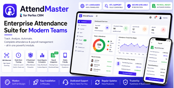 AttendMaster – Enterprise Attendance Payroll Suite for Perfex CRM AttendMaster – Enterprise Attendance Payroll Suite for Perfex CRM