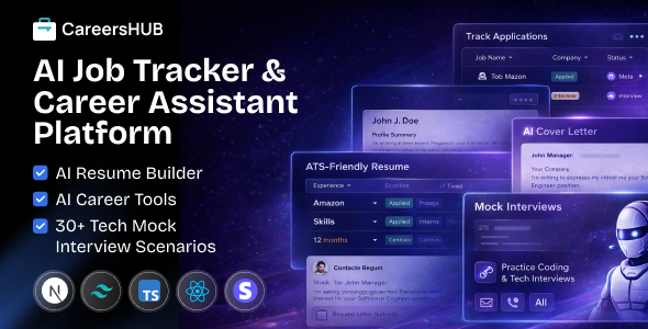CareerHub – Job Tracker, AI Resume Builder, AI Career Tools 30+ Tech Mock Interview Scenarios