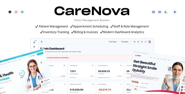 CareNova — Clinic Medical Practice Management System | Next.js 14, Supabase, TypeScript