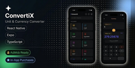 ConvertiX - React Native Expo Unit Currency Converter | iOS Android | i18n | AdMob | TypeScript