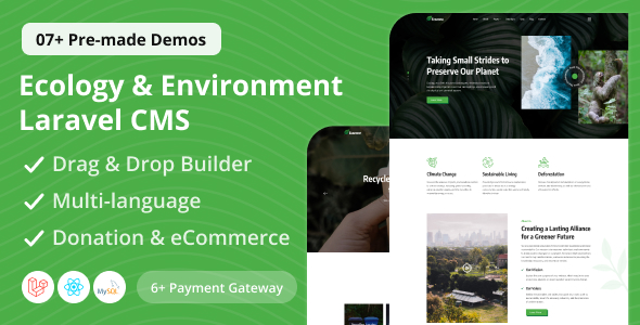 Ecozone - Ecology Environment Laravel CMS With Live Page Builder