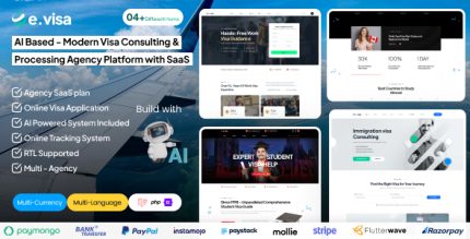 Evisa - AI Based Modern Visa Consulting Processing Agency Platform with Saas