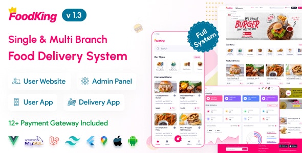 FoodKing - Restaurant Food Delivery System with Admin Panel Delivery Man App | Restaurant POS