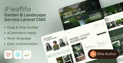 LeafLife - Garden Landscape Service Laravel CMS With Live Page Builder
