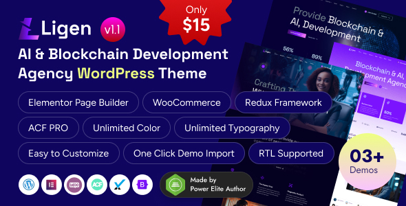 Ligen – AI Blockchain Development Agency WordPress Theme