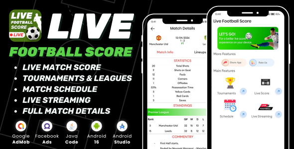 Live Football Score with AdMob Facebook Ads Android Live Football Score with AdMob Facebook Ads Android