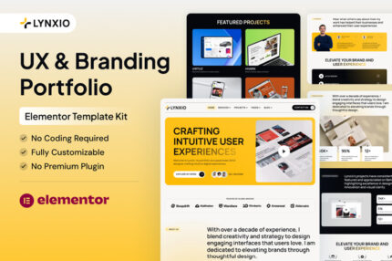 Lynxio - UX Branding Portfolio Elementor Template Kit