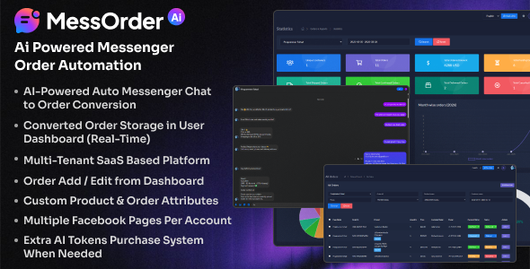 MessOrder AI – AI Powered Messenger Chat-to-Order Auto Conversion Dashboard Order Storage (SaaS) MessOrder AI – AI Powered Messenger Chat-to-Order Auto Conversion Dashboard Order Storage (SaaS)