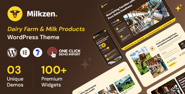 Milkzen - Dairy Farm Milk Products WordPress Theme