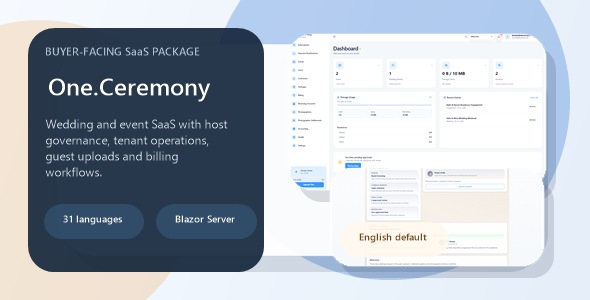 One.Ceremony - Multi-Tenant Wedding and Event SaaS for ASP.NET Core Blazor Server One.Ceremony - Multi-Tenant Wedding and Event SaaS for ASP.NET Core Blazor Server