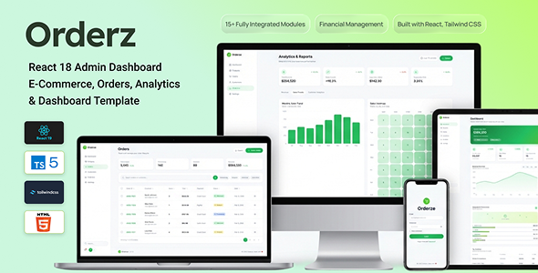 Orderze - React 18 Admin Dashboard | E-Commerce, Orders, Analytics Dashboard Template