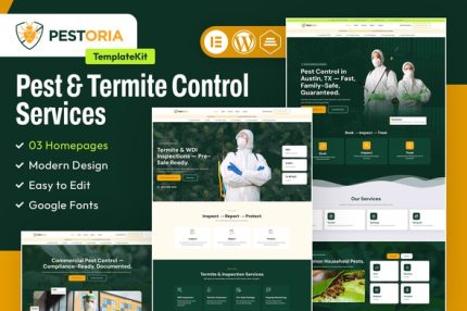 Pestoria – Pest & Termite Control Services Elementor Template Kit Download