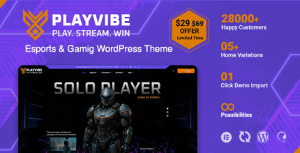 Playvibe - Esports Gaming WordPress Theme