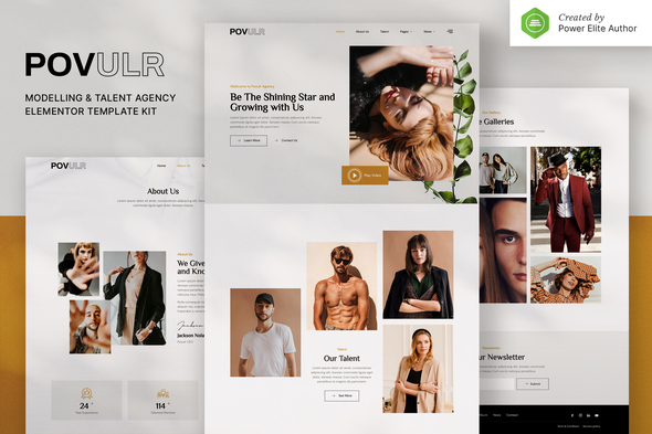 POVULR – Modeling Talent Agency Elementor Template Kit