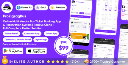 ProZigzagBus : Online Multi Vendor Bus Ticket Booking App Reservation System Flutter Solution