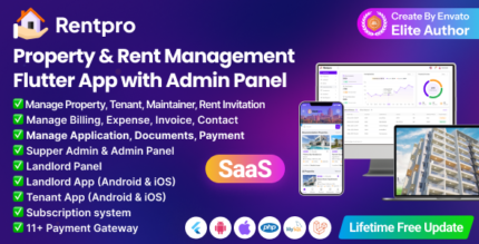 RentPro Best Property Rent Management Software with Laravel Admin + Flutter Mobile App
