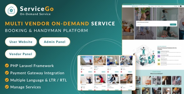 ServiceGo - Multi Vendor On-Demand Service Handyman Booking Marketplace