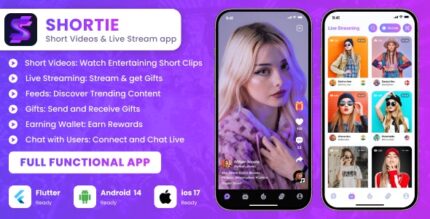 Shortie - Short video Live streaming app with admin panel | Flutter script | Android | iOS