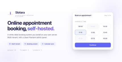 Slotara — Appointment Booking Scheduling SaaS Platform | Multi-Tenant | Laravel 12 | Filament 5