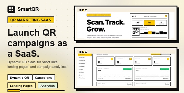 SmartQR SaaS - Dynamic QR Codes, Short Links, Landing Pages, Campaign Tracking Analytics