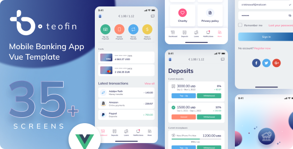 Teofin – Vue.js Banking Finance PWA