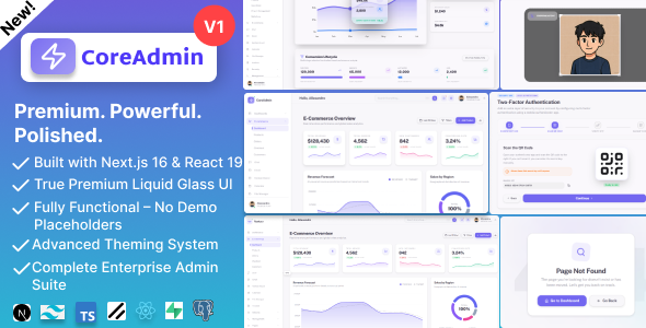 CoreAdmin – Next.js Admin Dashboard Template | React 19, Tailwind CSS, SaaS, CRM, Analytics, AI Apps
