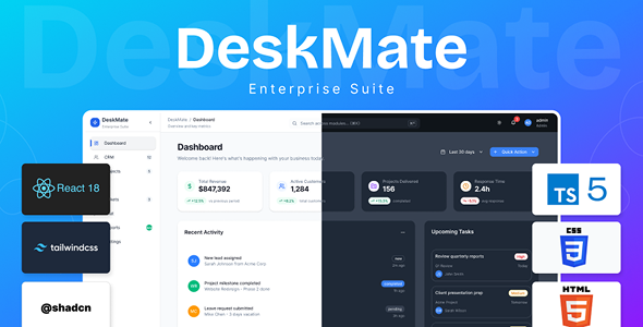 DeskMate – SaaS CRM, HR, Projects Chat Management React Dashboard Template DeskMate – SaaS CRM, HR, Projects Chat Management React Dashboard Template